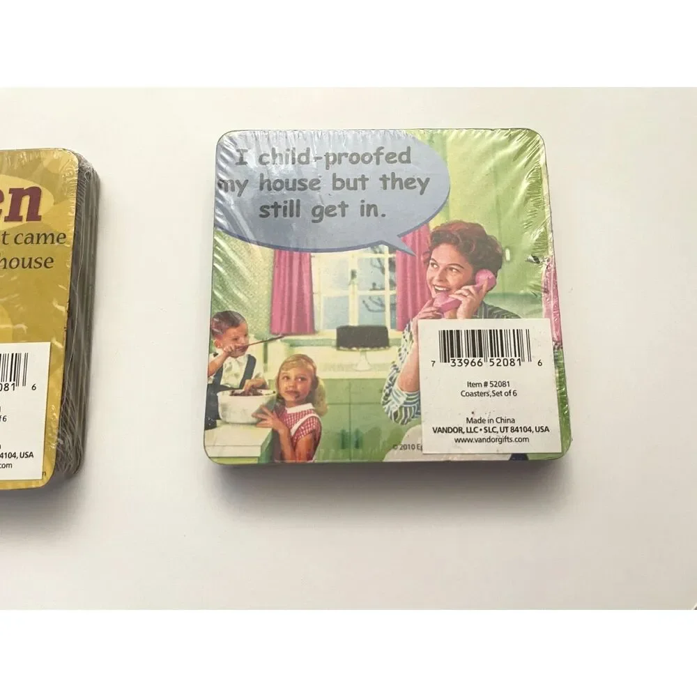 Lot 2 Sets of Vintage Funny House Wife, tradwife, Mom Coasters 12 Total NOS New